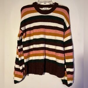 Madewell Striped Sweater Womens Small Colorful Pullover Merino Wool Alpaca Blend